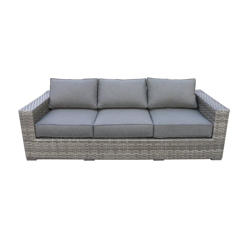 Bali Silver/Gray Two-Tone Wicker Deep Seating Set in Charcoal Gray Cushion