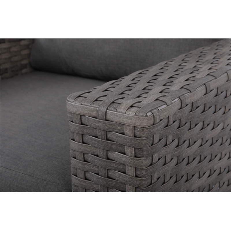 Bali Silver/Gray Two-Tone Wicker Club Chair in Charcoal Gray Cushion