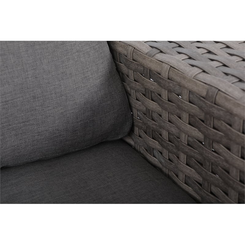 Bali Silver/Gray Two-Tone Wicker Club Chair in Charcoal Gray Cushion