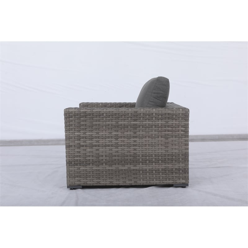 Bali Silver/Gray Two-Tone Wicker Club Chair in Charcoal Gray Cushion