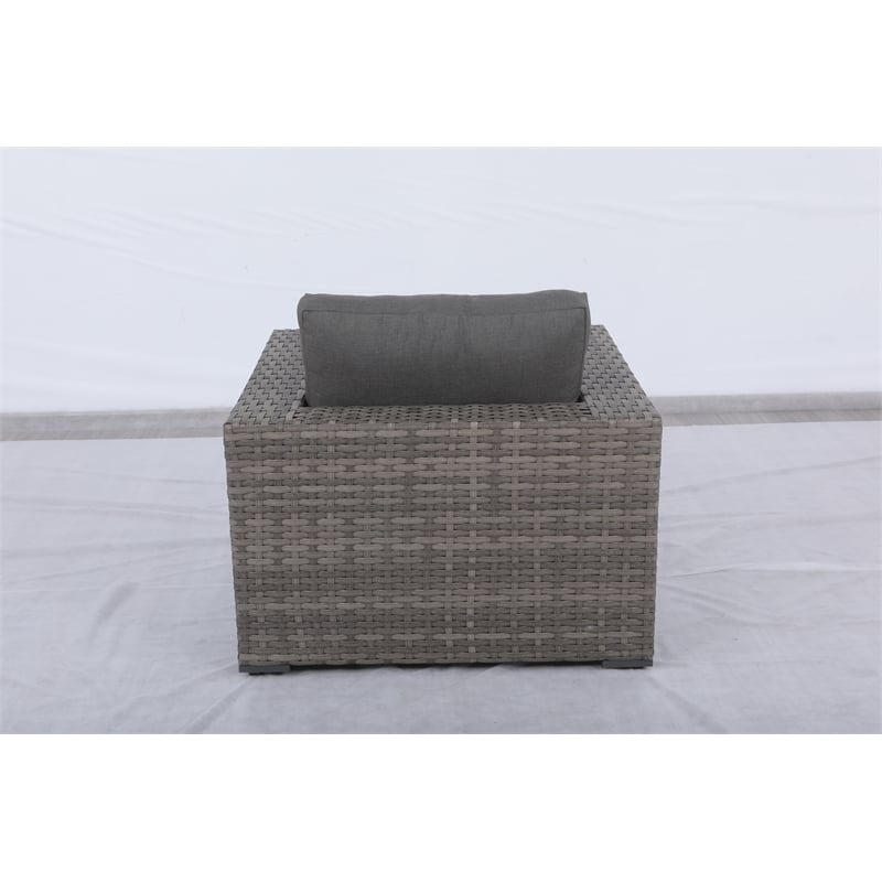 Bali Silver/Gray Two-Tone Wicker Club Chair in Charcoal Gray Cushion