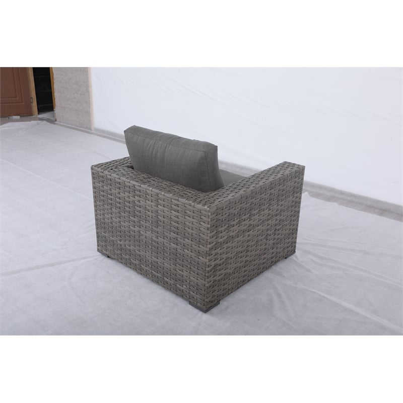 Bali Silver/Gray Two-Tone Wicker Club Chair in Charcoal Gray Cushion
