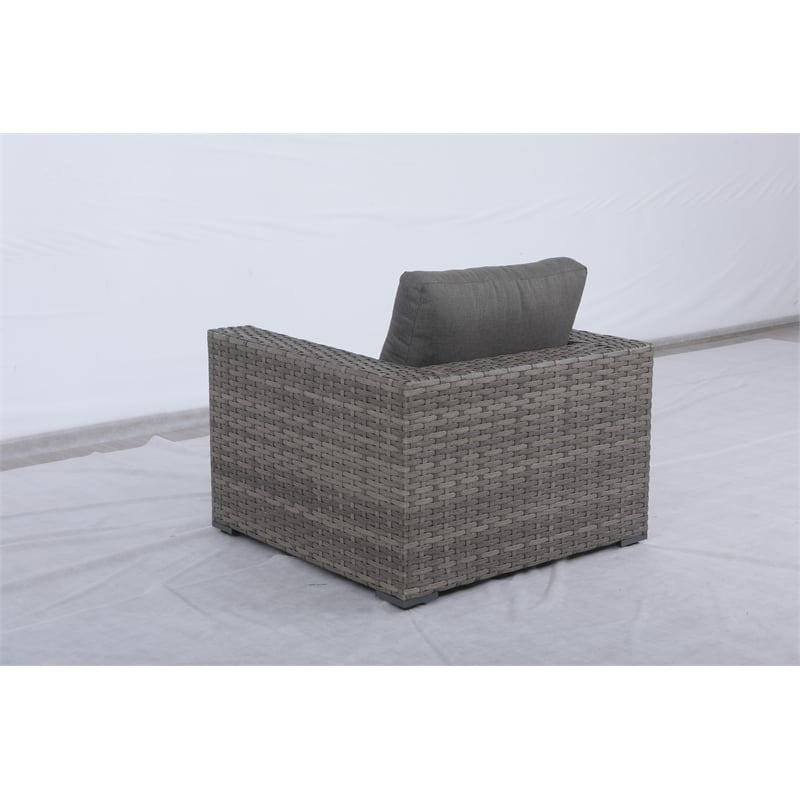 Bali Silver/Gray Two-Tone Wicker Club Chair in Charcoal Gray Cushion