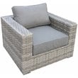 Bali Silver/Gray Two-Tone Wicker Club Chair in Charcoal Gray Cushion