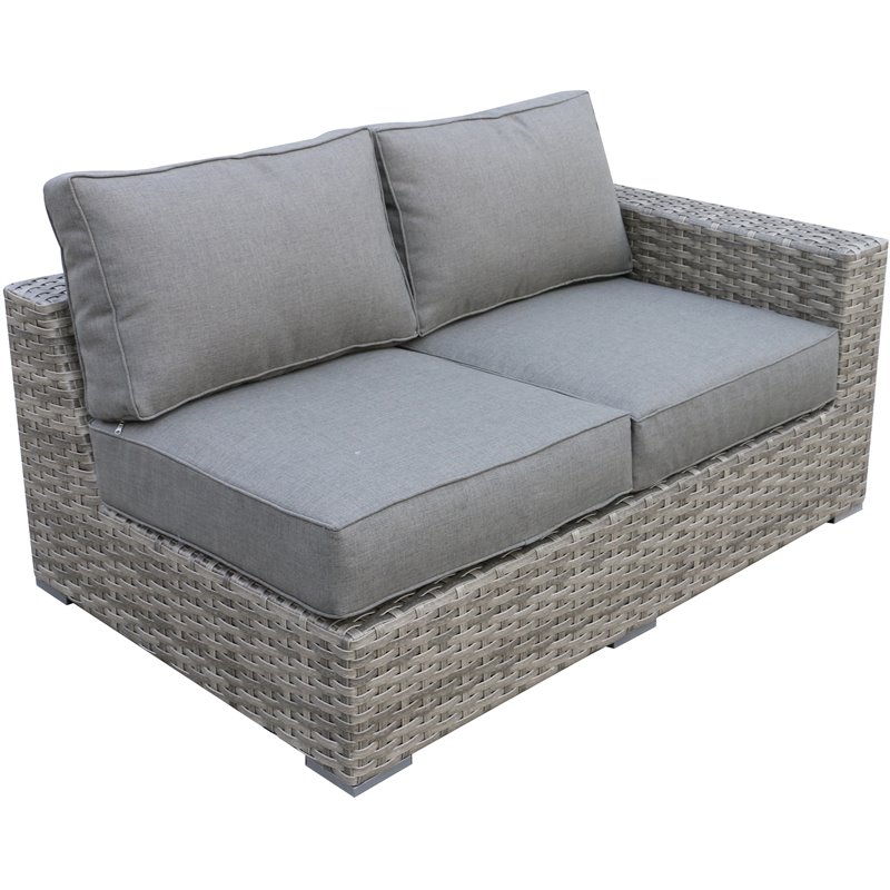 Bali Silver/Gray Two-Tone Wicker Left Side Sectional in Charcoal Gray Cushion