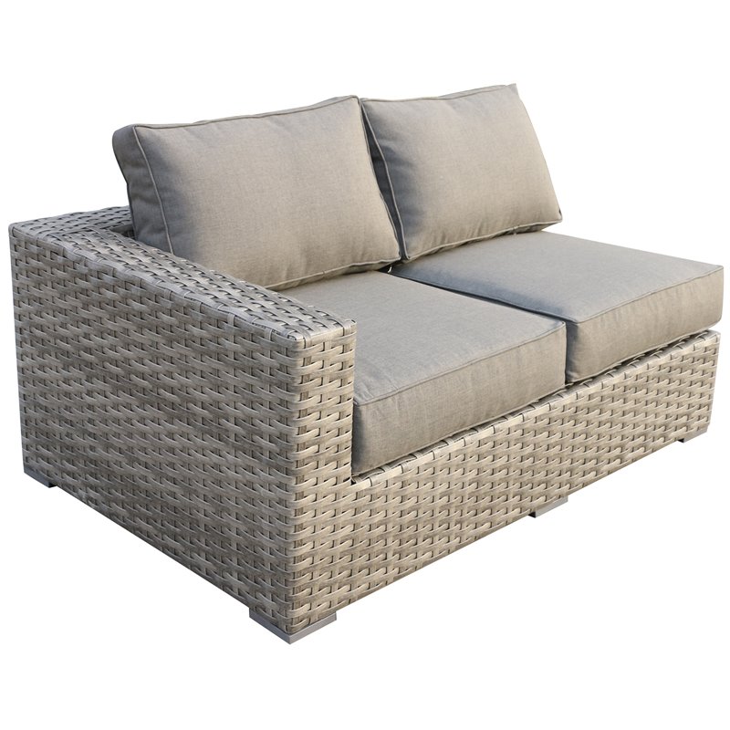 Bali Silver/Gray Two-Tone Wicker Right Side Sectional in Charcoal Gray Cushion