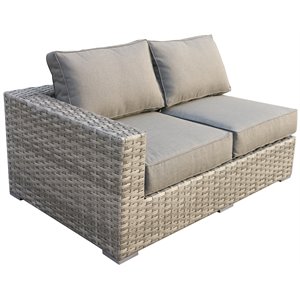 Bali Silver/Gray Two-Tone Wicker Right Side Sectional in Charcoal Gray Cushion