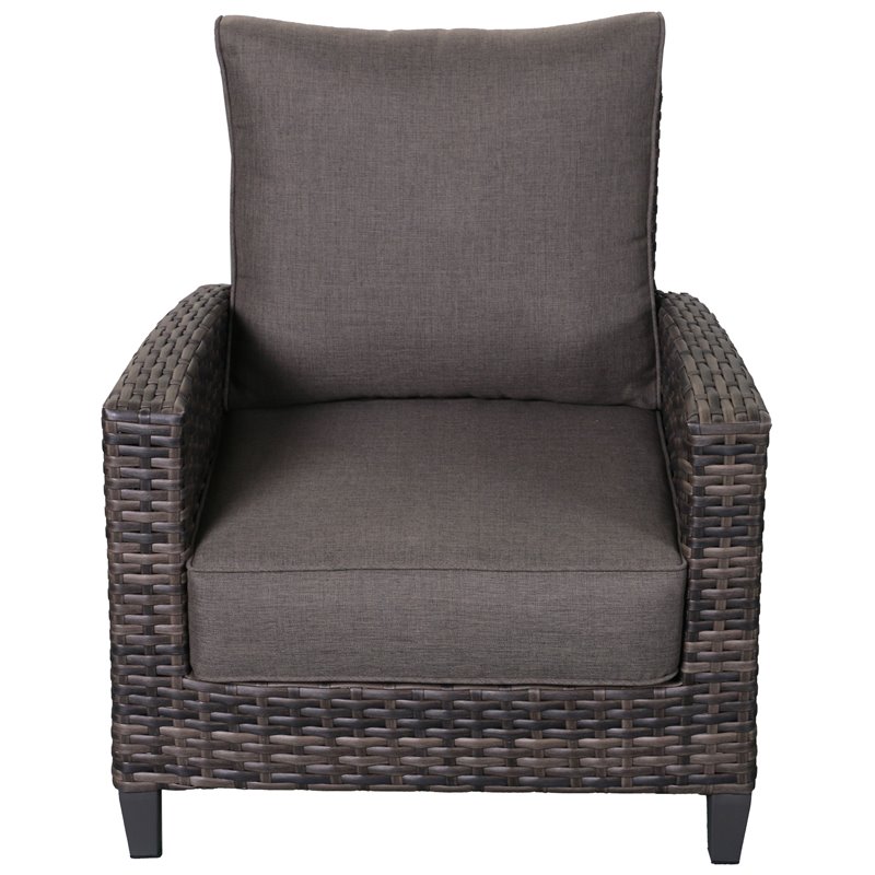 Barbados Two-Tone Dark Gray/Light Gray Wicker Club Chair in Charcoal Cushion