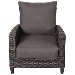 Barbados Two-Tone Dark Gray/Light Gray Wicker Club Chair in Charcoal Cushion