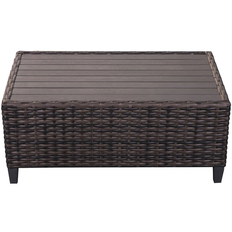 Barbados Two-Tone Dark Gray/Light Gray Wicker Coffee Table