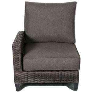 Barbados Two-Tone Dark Gray/Light Gray Wicker Left Arm in Charcoal Cushion