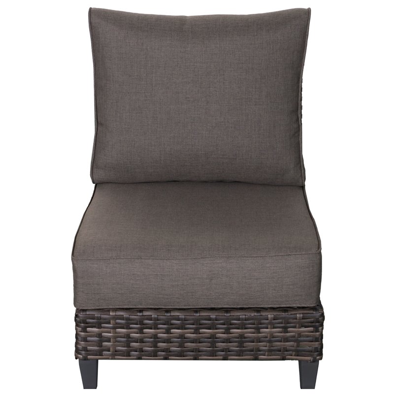 Barbados Two-Tone Dark Gray/Light Gray Wicker Middle in Charcoal Cushion