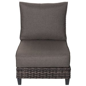 Barbados Two-Tone Dark Gray/Light Gray Wicker Middle in Charcoal Cushion
