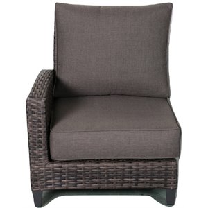 Barbados Two-Tone Dark Gray/Light Gray Wicker Right Arm in Charcoal Cushion