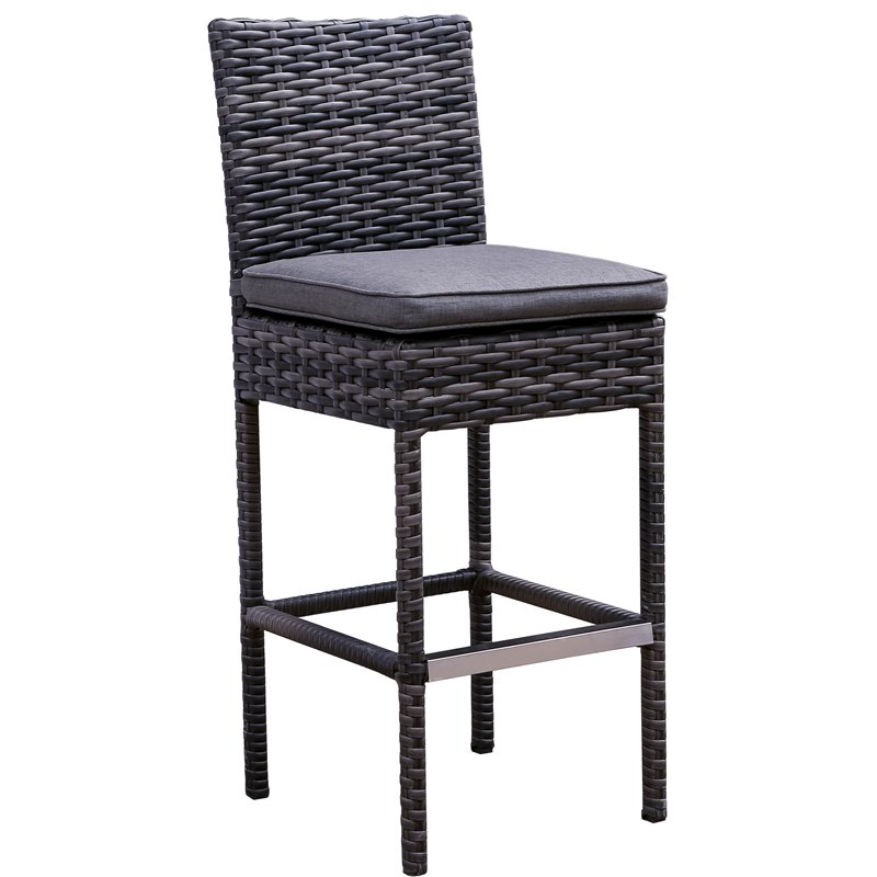 Bora Bora Two-Tone Wicker Rattan Bar Chair in Charcoal Cushion
