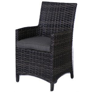 Bora Bora Two-Tone Wicker Rattan Dining Chair in Charcoal Cushion (Set of 2)