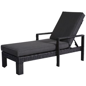 bora bora two-tone wicker rattan chaise lounge in charcoal cushion