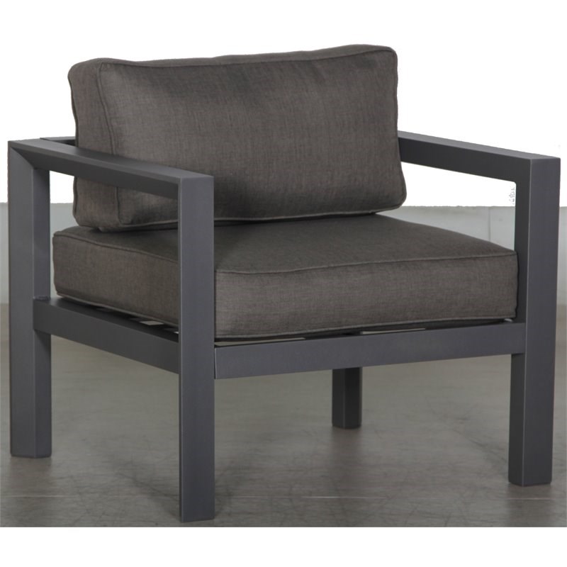 Cabo Club Chair Gray Aluminum Frame in Charcoal Cushion