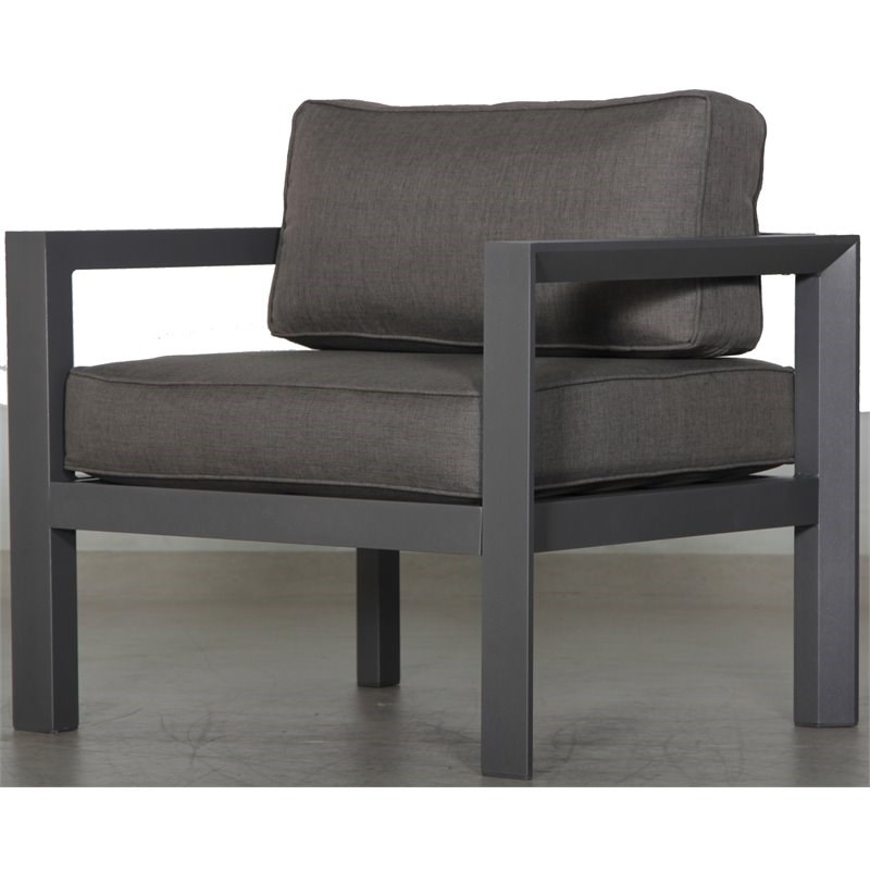 Cabo Club Chair Gray Aluminum Frame in Charcoal Cushion