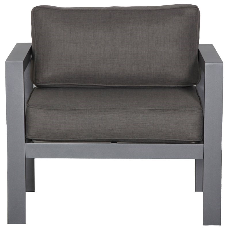 Cabo Club Chair Gray Aluminum Frame in Charcoal Cushion
