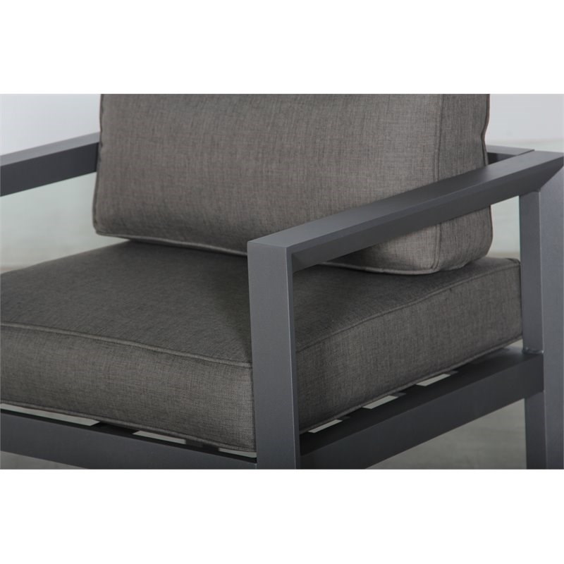 Cabo Club Chair Gray Aluminum Frame in Charcoal Cushion