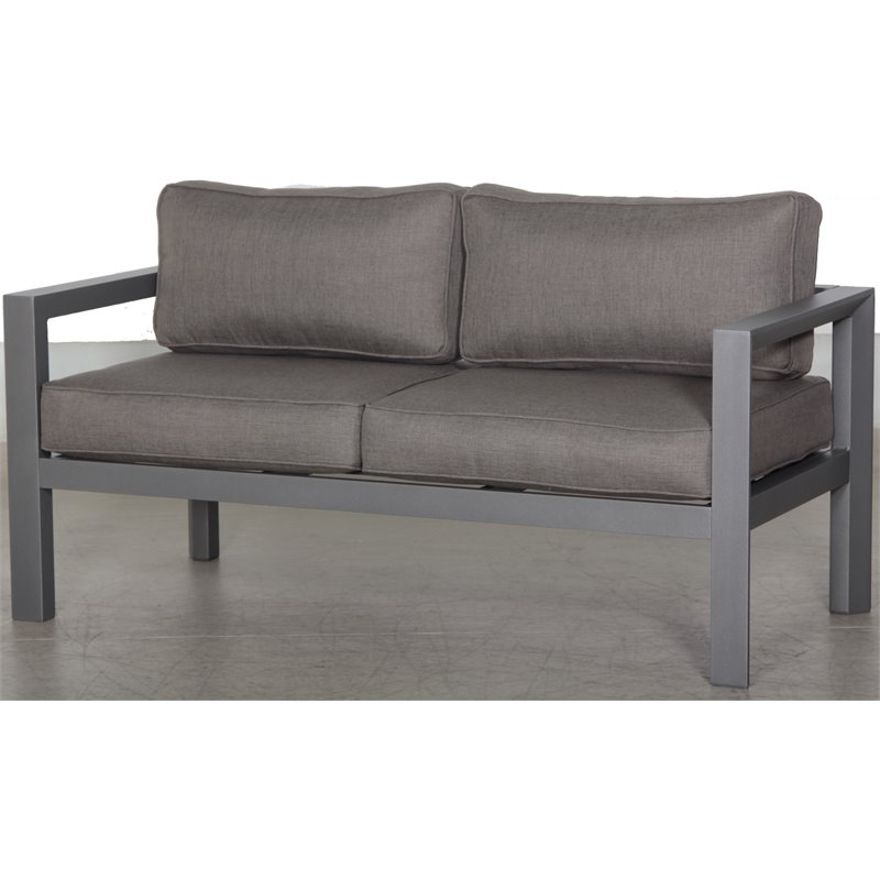 Cabo Aluminum Loveseat with Gray Frame in Charcoal Cushion
