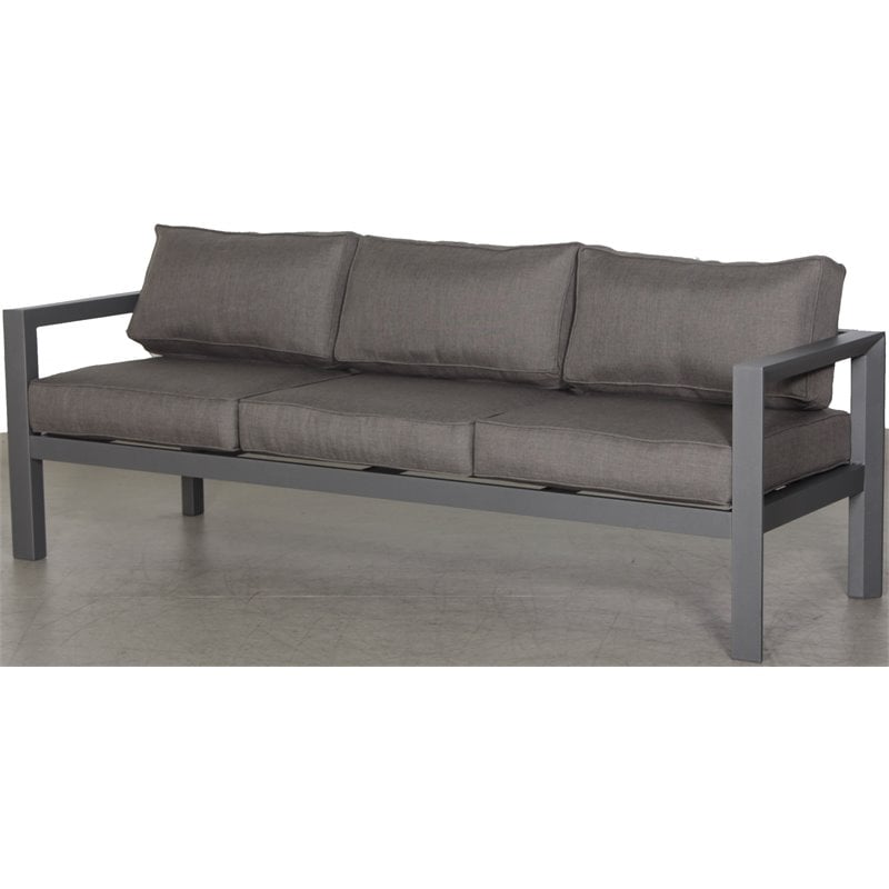 Cabo Aluminum Sofa with Gray Frame in Charcoal Cushion