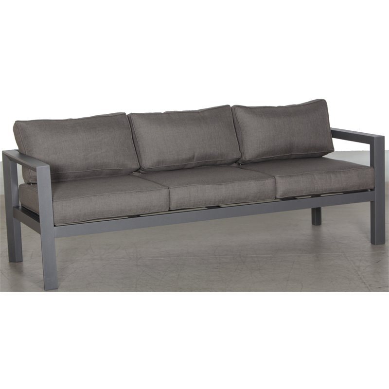 Cabo Aluminum Sofa with Gray Frame in Charcoal Cushion