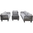 Cancun Aluminum Deep Seating Set with Dark Gray Rope in Silver Cushion