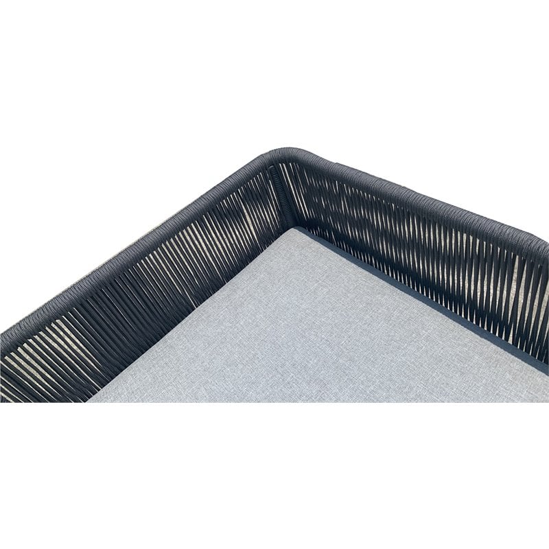 Cancun Aluminum Deep Seating Set with Dark Gray Rope in Silver Cushion