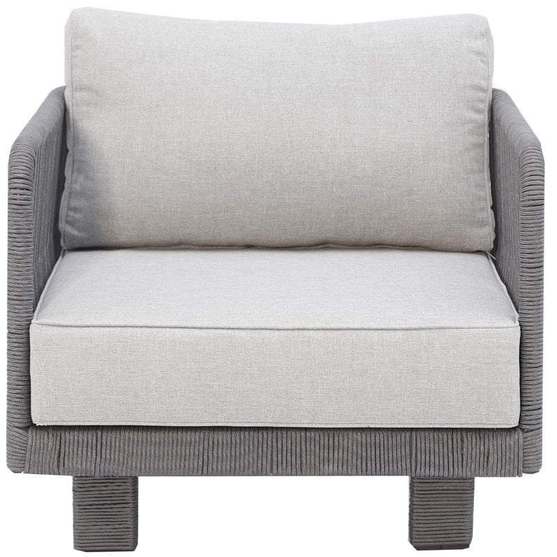 Cancun Aluminum Deep Seating Set with Dark Gray Rope in Silver Cushion