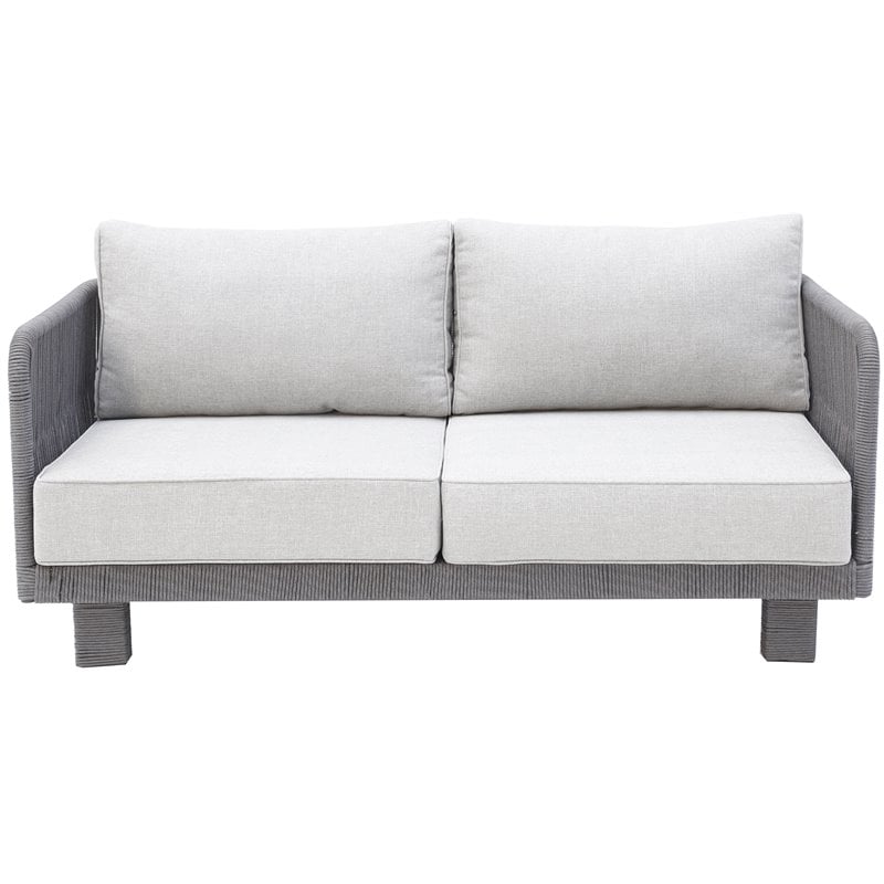 Cancun Aluminum Deep Seating Set with Dark Gray Rope in Silver Cushion