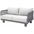 Cancun Aluminum Loveseat with Dark Gray Rope in Silver Cushion
