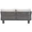 Cancun Aluminum Loveseat with Dark Gray Rope in Silver Cushion