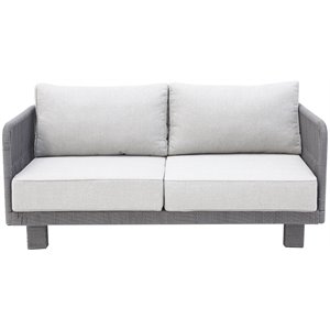 cancun aluminum loveseat with dark gray rope in silver cushion