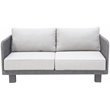 Cancun Aluminum Loveseat with Dark Gray Rope in Silver Cushion