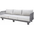 Cancun Aluminum Sofa with Dark Gray Rope in Silver Cushion