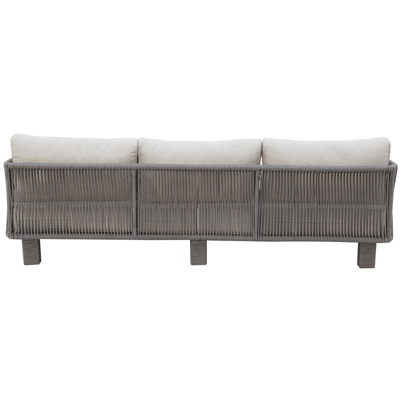 Cancun Aluminum Sofa with Dark Gray Rope in Silver Cushion