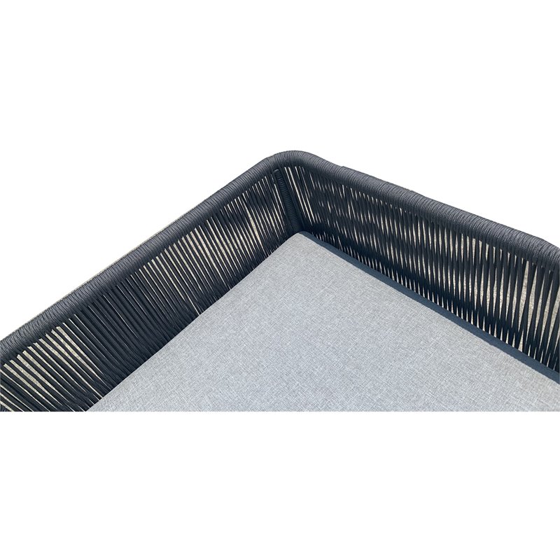 Cancun Aluminum Sofa with Dark Gray Rope in Silver Cushion