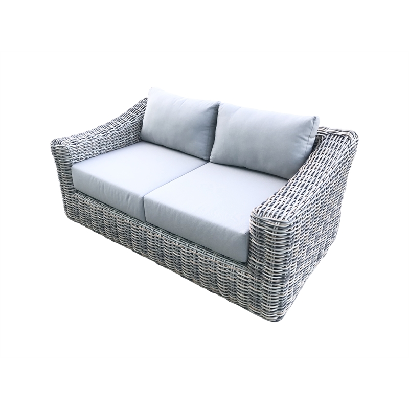 Hawaii Three-Tone Wicker Deep Seating Set in Silver Gray Cushion