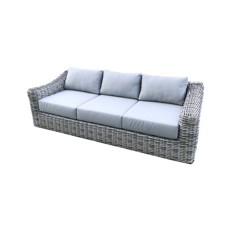 Hawaii Three-Tone Wicker Deep Seating Set in Silver Gray Cushion