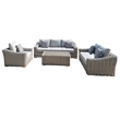 Hawaii Three-Tone Wicker Deep Seating Set in Silver Gray Cushion