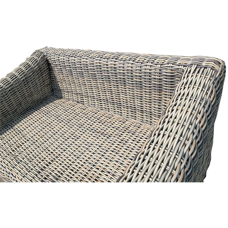 Hawaii Three-Tone Wicker Gray/Off White/Beige Arm Chair in Silver Gray Cushion
