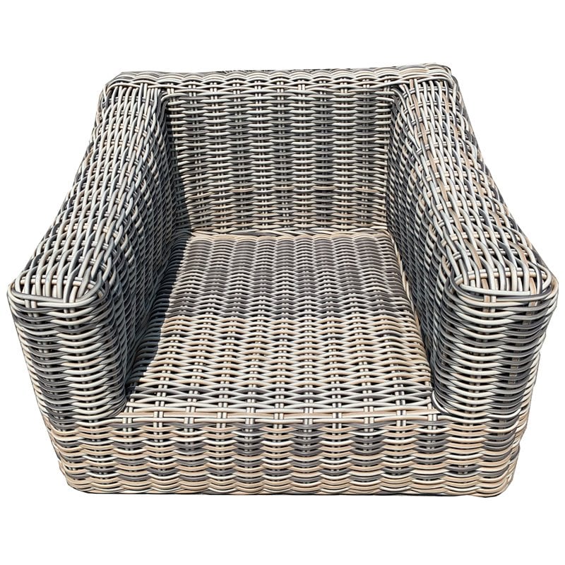 Hawaii Three-Tone Wicker Gray/Off White/Beige Arm Chair in Silver Gray Cushion
