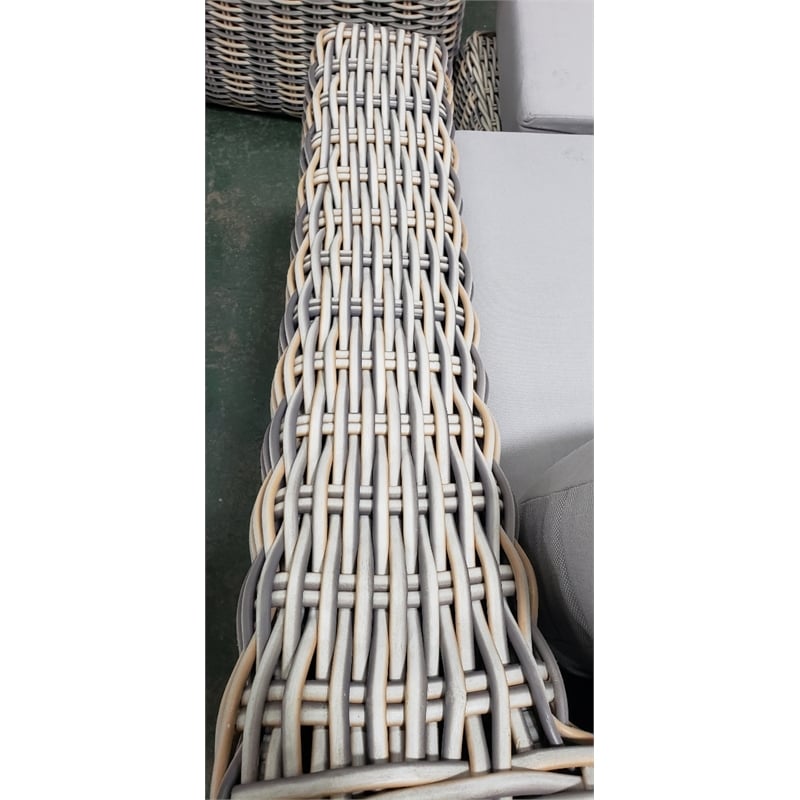 Hawaii Three-Tone Wicker Gray/Off White/Beige Arm Chair in Silver Gray Cushion