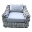 Hawaii Three-Tone Wicker Gray/Off White/Beige Arm Chair in Silver Gray Cushion