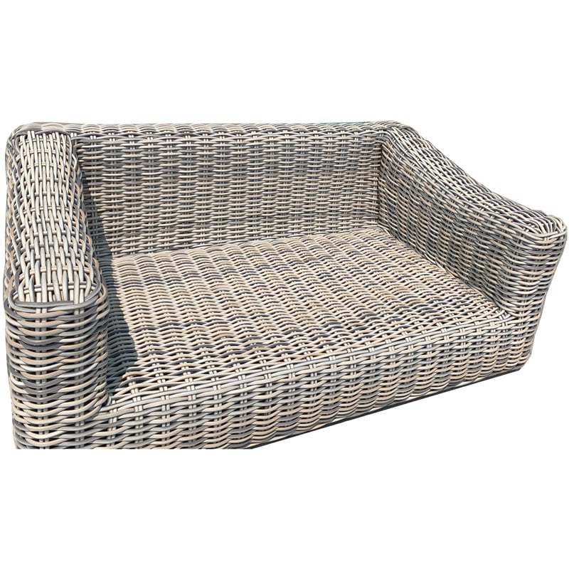 Hawaii Three-Tone Wicker Gray/Off White/Beige Loveseat in Silver Gray Cushion