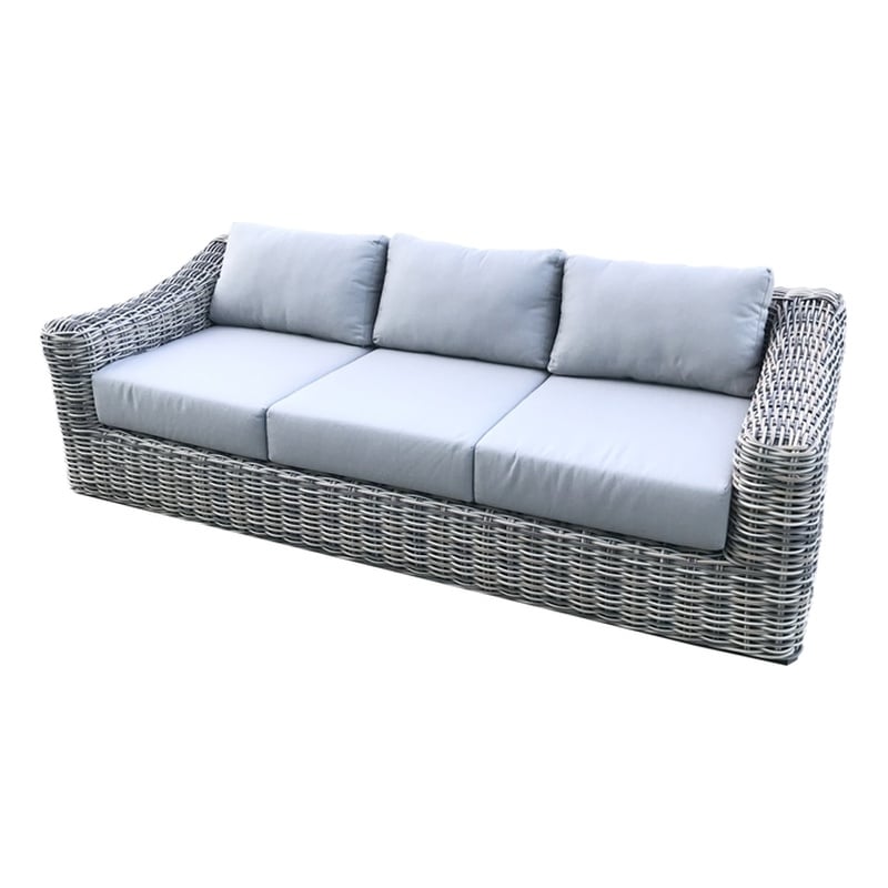 Hawaii Three-Tone Wicker Gray/Off White/Beige Sofa in Silver Gray Cushion