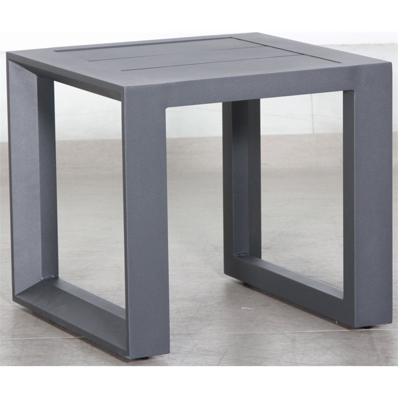 Paris Outdoor Aluminum Frame Grey End Table