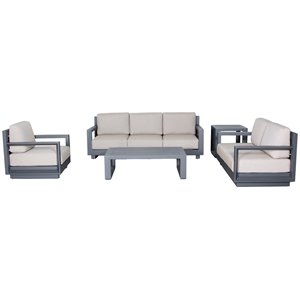 Paris 4-PC Deep Seating Set Gray Aluminum Frame in Taupe Cushion